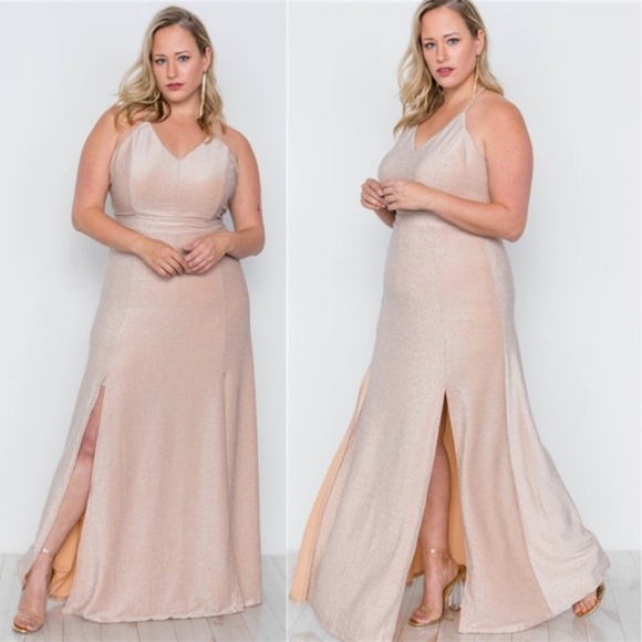 Dresses & Skirts - Party! Nude Shimmer Maxi Dress -Last one!